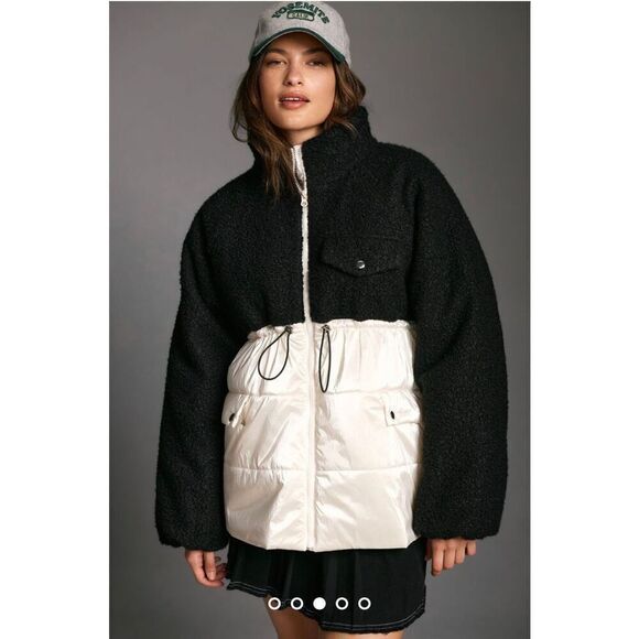 Anthropologie x Maeve Nylon Shearling Liner Jacket Size XL - Picture 1 of 11